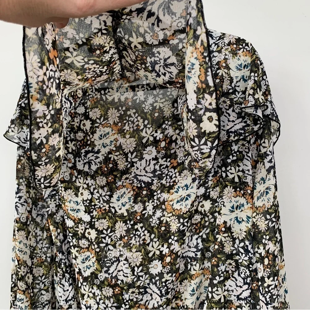 Intimately Free People‎ Floral Long Sleeve Ruffle Top Size XS